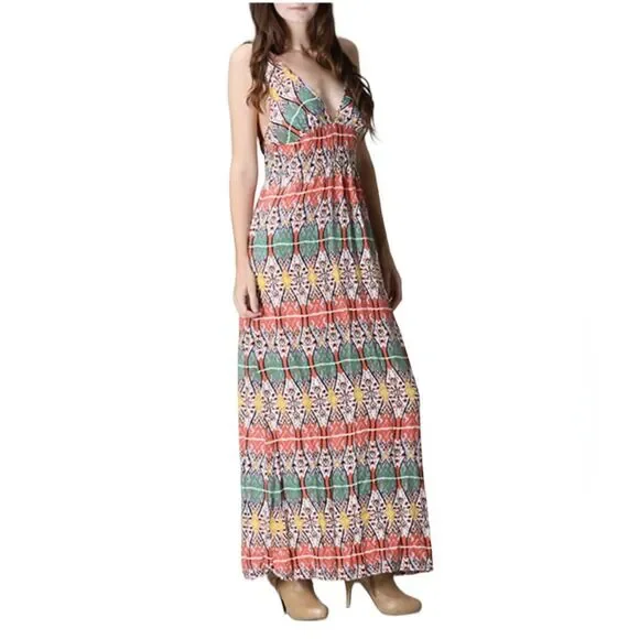 AkeraLani Multi Colored Long Smocked Strappy Sundress Size S - Picture 10 of 10